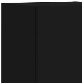 8 pcs conjunto de móveis de parede para TV com luzes LED preto