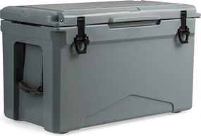 Geleira térmica portátil rotomoldada de 47 L com suportes para copos integrados Régua de abertura de garrafas 5-7 dias de retenção de gelo Cinzento