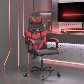 vidaXL Cadeira de gaming couro artificial preto e vermelho