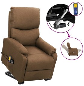 vidaXL Poltrona de massagens tecido cinzento-acastanhado