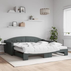 Sofá-cama c/ gavetão/colchões 100x200cm tecido cinzento-escuro