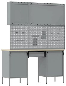 Conjunto de Armário de Trabalho e Painel de Ferramentas vidaXL com 8 P