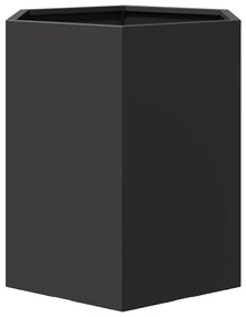 Vasos floreiras de jardim 2 pcs hexagonal 46x40x45 cm aço preto