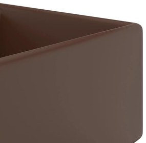 Lavatório luxuoso quadrado 41x41 cm cerâmica castanho mate