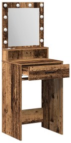 mesa de maquiagem vidaXL com luzes LED em madeira antiga 50x41x135 cm