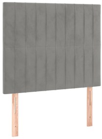 Cama box spring c/ colchão/LED 80x200 cm veludo cinzento-claro