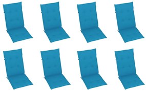Cadeiras de jardim dobráveis c/ almofadões 8 pcs acácia maciça