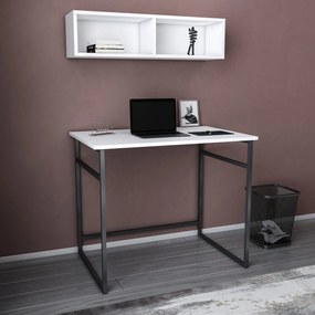 Secretária de Estudo Hussum - Preto e Branco - 90x60x75 cm