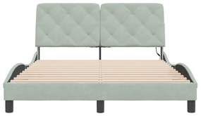 Estrutura de cama c/ luzes LED 120x200 cm veludo cinzento-claro