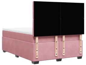 Cama com molas/colchão 140x200 cm veludo rosa