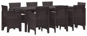 vidaXL Conjunto de Jantar para Jardim 9 pcs Castanho Polipropileno