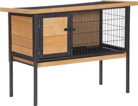 Gaiola de madeira para coelhos com pés 91,5 x 45 x 70 cm, gaiola para roedores e porquinhos-da-índia com teto amovível cor natural, preto