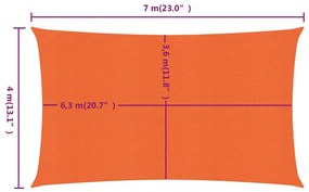 Para-sol estilo vela retangular 160 g/m² 4x7 m PEAD laranja