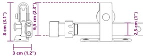 Kit para armário deslizante aço carbono 200 cm