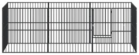 Parque para cães com 8 painéis aço galvanizado preto