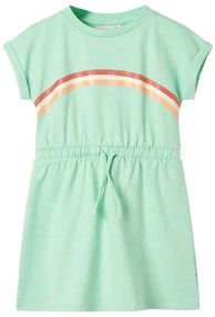 Vestido de criança com cordão verde brilhante 92