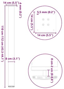 Pés para mesa de bar 4 peças aço natural 110-112 cm aço