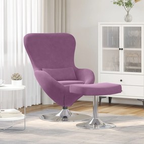 Poltrona Egg vidaXL com Puff em Veludo Roxo