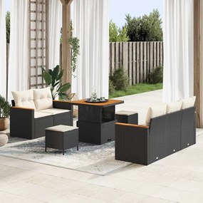 vidaXL Conjunto de Sofá de Jardim 8 pcs Preto Rattan Sintético