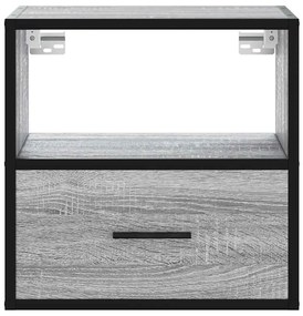 Mesa de cabeceira de parede 40x31x39,5 cm cinzento sonoma