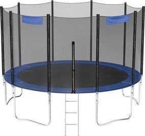 Trampolim para crianças 427 cm, de jardim, com rede de segurança e Escada Azul