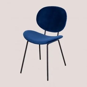 Cadeira de Jantar em Veludo Laure Azul & Negro - Sklum