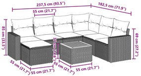 5 pcs conjunto sofás de jardim com almofadões vime PE preto