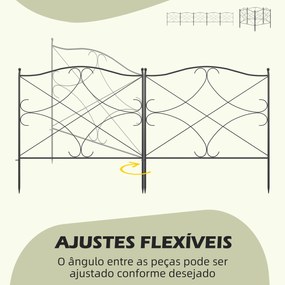 Cercas Decorativas para Jardim com 5 Painéis Cerca de Privacidade de Metal com Estacas 305x62 cm  Preto