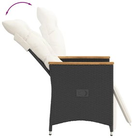 3 pcs conjunto de bistrô com almofadões vime PE preto
