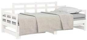 Estrutura sofá-cama de puxar pinho maciço branco 2x(90x190) cm