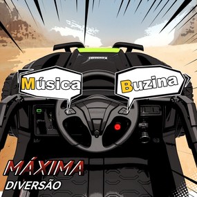 Carro Elétrico para Crianças 12V Kawasaki Teryx KRX 1000 com 2 Motores Faróis e USB 100x64x56 cm Preto