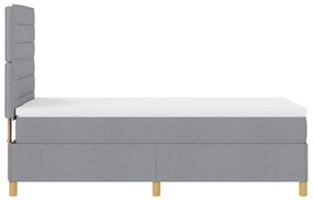 Cama Box com Colchão &amp; Luz LED Cinza Claro 90x200 cm Tecido