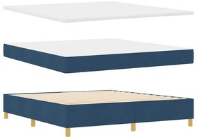 Cama Box Spring com Colchão &amp; Banqueta Azul 180x200 cm Tecido