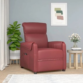 vidaXL Poltrona reclinável elétrica couro artificial vermelho tinto