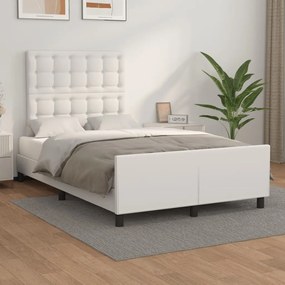 Estrutura de cama sem colchão 120x190cm couro do falso branco