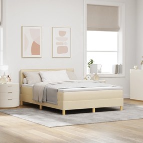 Cama Box Spring com Colchão Creme 140x190 cm Tecido