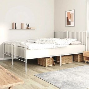 vidaXL Estrutura de cama com cabeceira e pés 193x203 cm metal branco