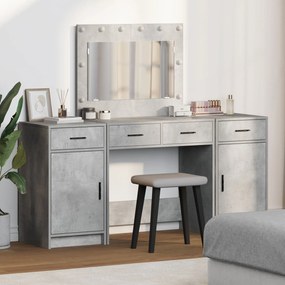 Conjunto de 3 Peças de Mesa de Maquiagem com LEDs em Madeira de Engenh