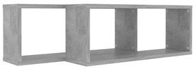 Prateleiras parede forma de cubo 2pcs 60x15x23 cm cinza cimento