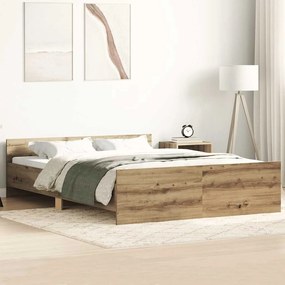 Estrutura de cama sem colchão 140x190 cm carvalho artesanal