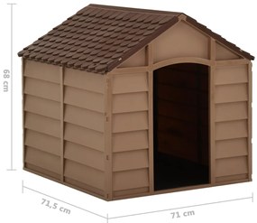 Casota para cão 71x71,5x68 cm castanho PP