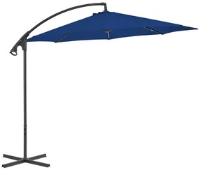 Guarda-sol cantilever com poste de aço 300 cm azul-ciano