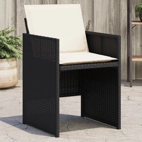 vidaXL Cadeiras de jardim com almofadões 4 pcs vime PE preto