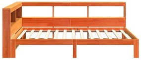 Cama c/ estante sem colchão 100x200cm pinho maciço castanho-mel