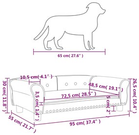 Cama para cães 95x55x30 cm veludo cor creme