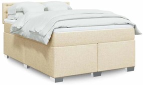 vidaXL Cama com molas/colchão 140x190 cm tecido cor creme