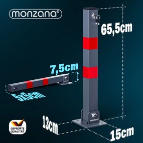 Barreira para estacionamento com chave incluída 5 x 5 x 65 cm Antracite + Vermelho