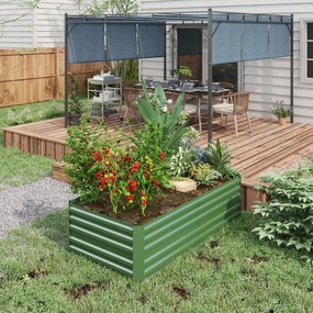 Floreira de horta retangular com tubos de reforço em aço galvanizado 180 x 90 x 59 cm verde