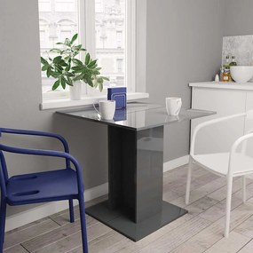 vidaXL Mesa de jantar 80x80x75 cm contraplacado cinzento brilhante