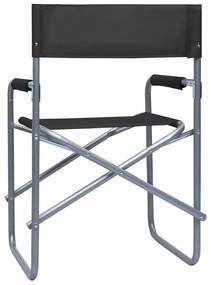 Cadeiras de realizador 2 pcs aço preto